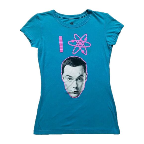 The Big Bang Theory TV Show Sheldon Cooper Graphic T-shirt Turquoise Blue Medium - Picture 1 of 6